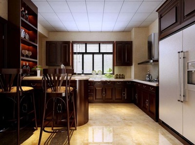 中式古典三居室廚房裝修 瓷磚與五金交電效果圖精選（2014版）